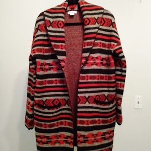Artisan Wool Blend Knit Open Cardigan Coat sz S